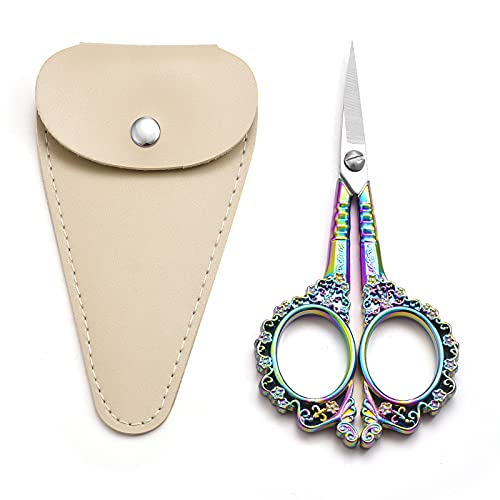 4.5in Small Sharp Pointed Tip Vintage Detail Shears with Sheath for Craft