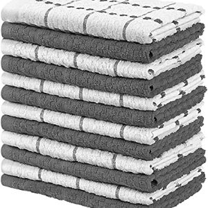 Utopia Towels Kitchen Towels, Pack of 12, 15 x 25 Inches, 100% Ring Spun Cotton Super Soft and Absorbent Grey Dish Towels, Tea Towels and Bar Towels